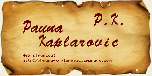 Pauna Kaplarović vizit kartica